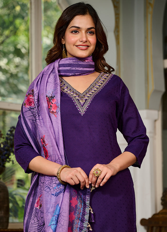 3 Pc Purple Silk Suit Set