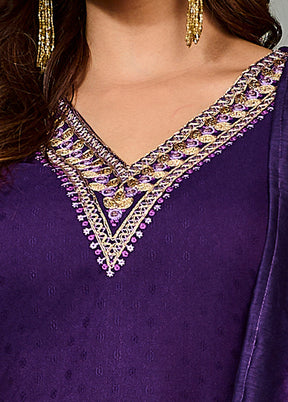 3 Pc Purple Silk Suit Set