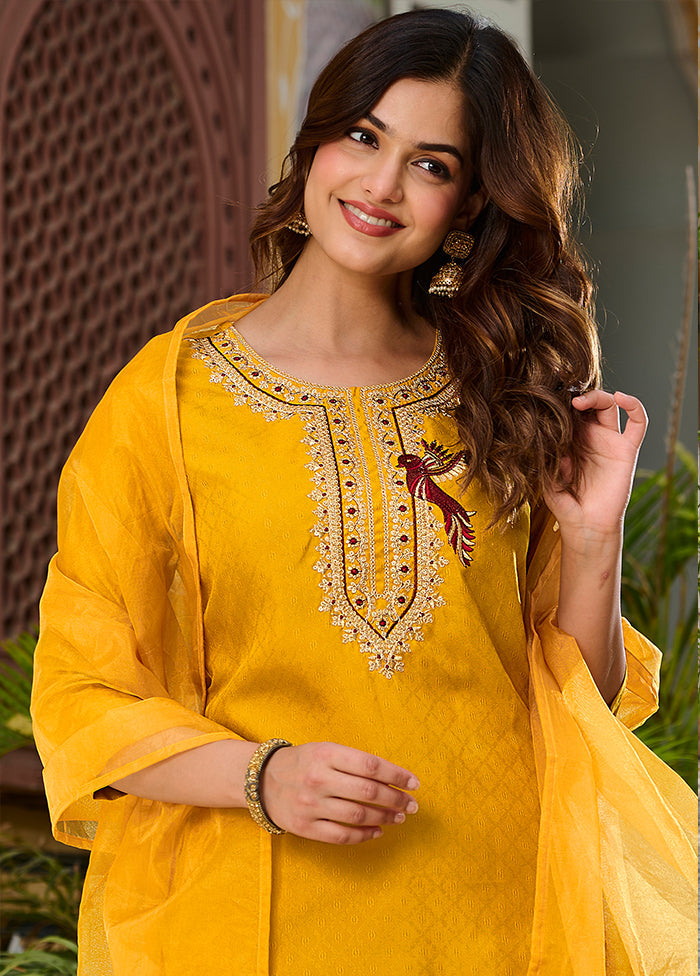 3 Pc Yellow Silk Suit Set