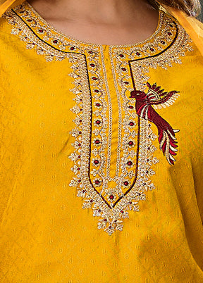 3 Pc Yellow Silk Suit Set