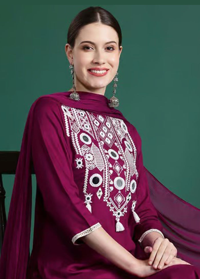 3 Pc Red Cotton Suit Set