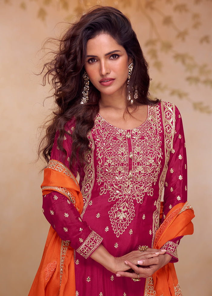 3 Pc Multicolor Silk Suit Set