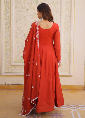 Brown Embroidery Work Cotton Gown