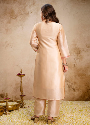 3 Pc Cream Silk Suit Set