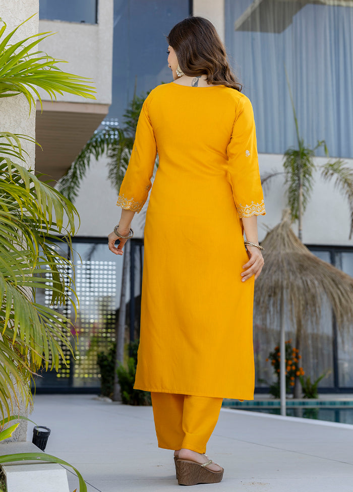 3 Pc Yellow Cotton Suit Set