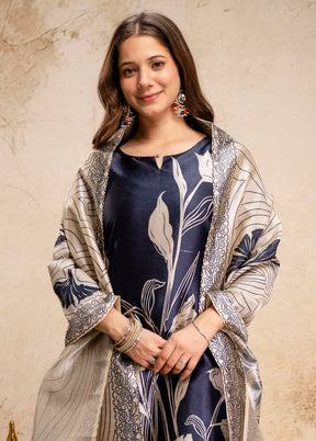 3 Pc Black Silk Suit Set