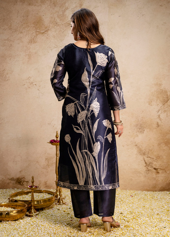 3 Pc Black Silk Suit Set
