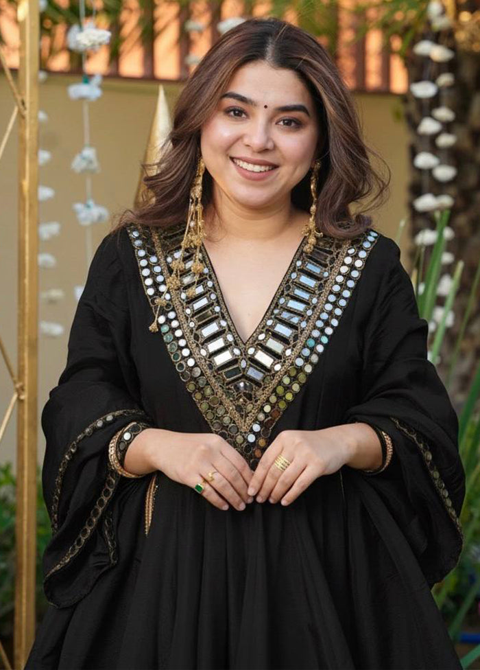 3 Pc Black Silk Suit Set