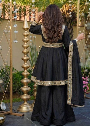 3 Pc Black Silk Suit Set