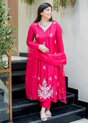 3 Pc Pink Silk Suit Set