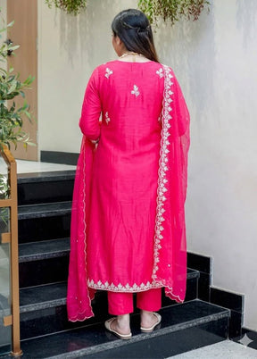 3 Pc Pink Silk Suit Set