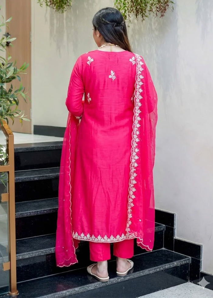 3 Pc Pink Silk Suit Set