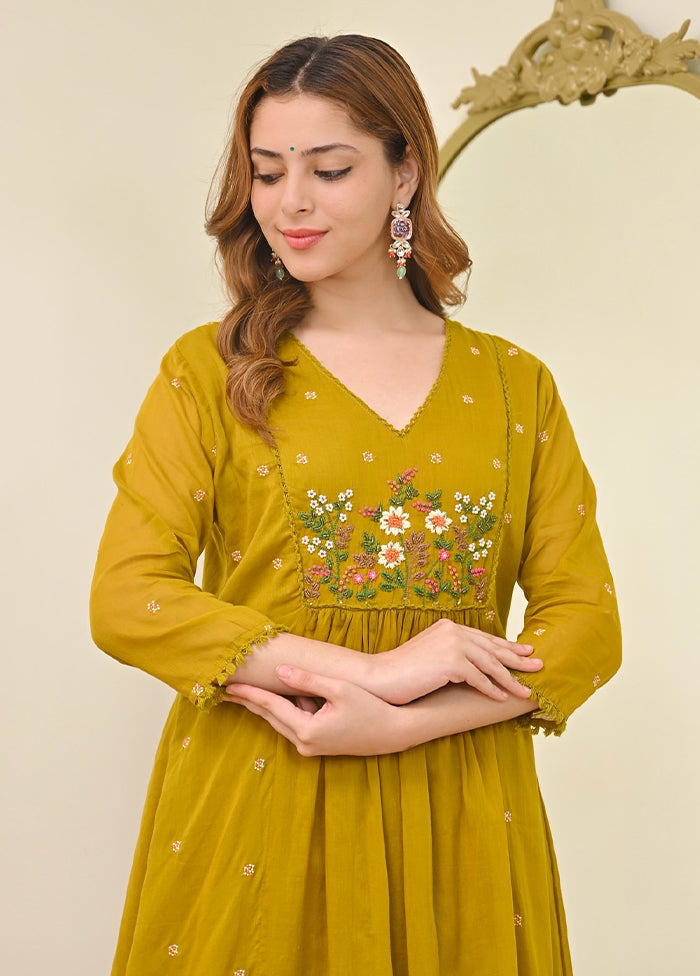 3 Pc Yellow Cotton Suit Set