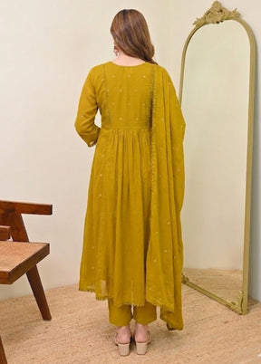 3 Pc Yellow Cotton Suit Set