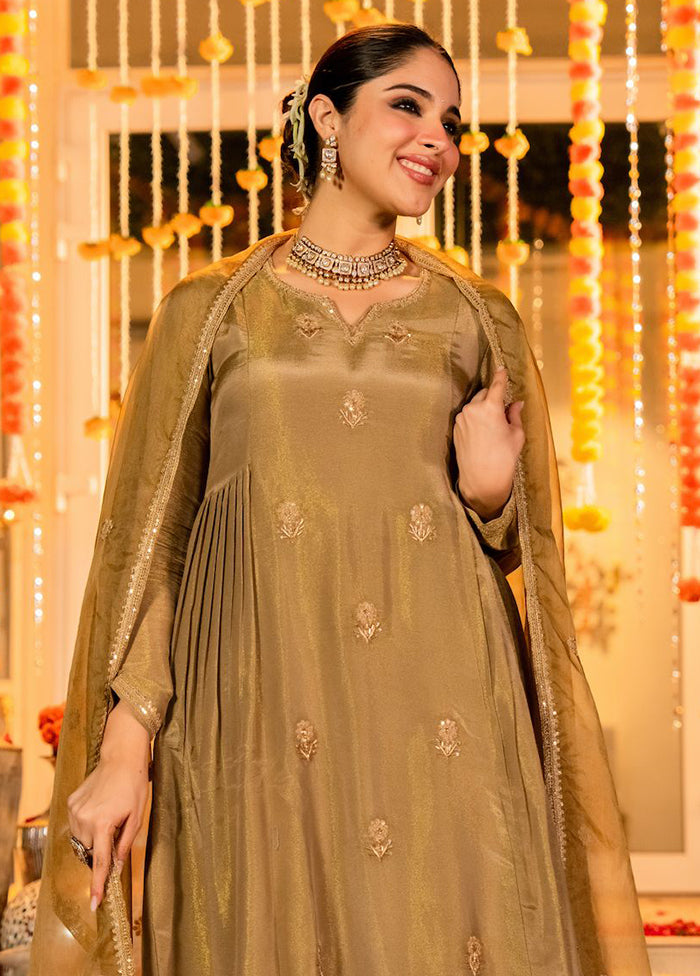 3 Pc Brown Cotton Suit Set