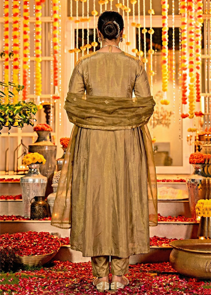 3 Pc Brown Cotton Suit Set