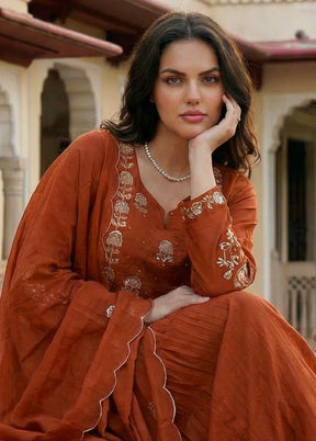 3 Pc Brown Cotton Suit Set