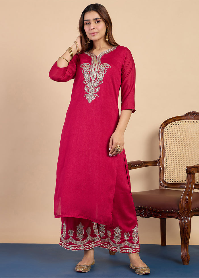 3 Pc Pink Silk Suit Set