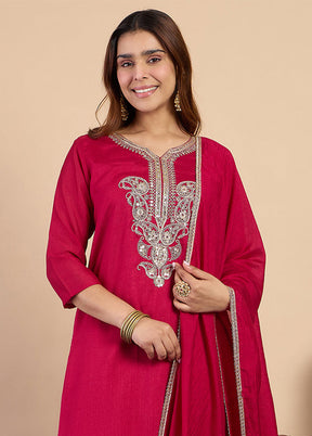 3 Pc Pink Silk Suit Set