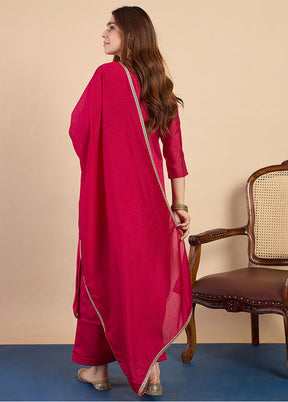 3 Pc Pink Silk Suit Set
