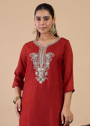 3 Pc Brown Silk Suit Set