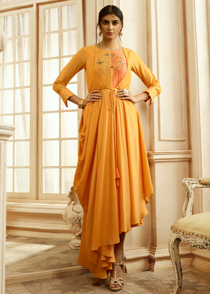 Orange Readymade Rayon Gown