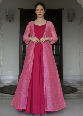 Rani Readymade Silk Gown With Jacket