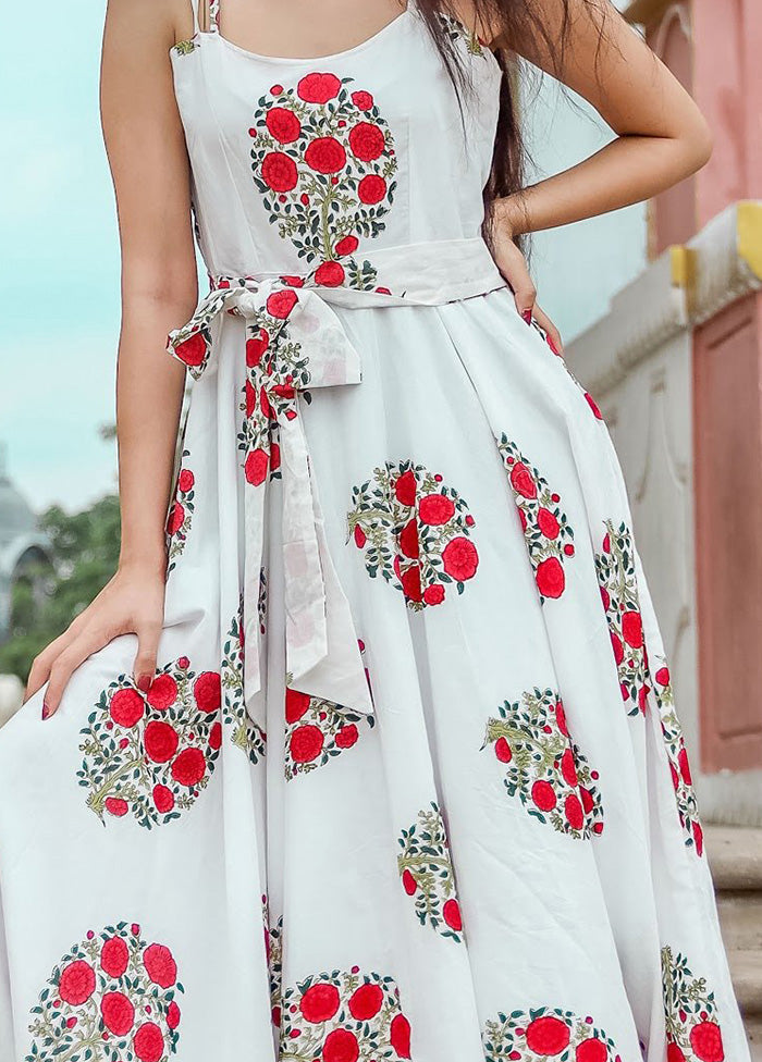 White Readymade Silk Gown - Indian Silk House Agencies