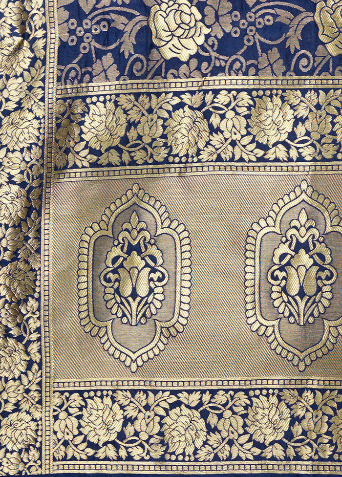 Navy Blue Jacquard Dupatta - Indian Silk House Agencies