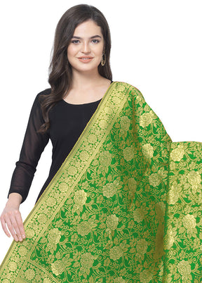 Green Jacquard Dupatta - Indian Silk House Agencies