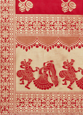 Red Jacquard Dupatta - Indian Silk House Agencies