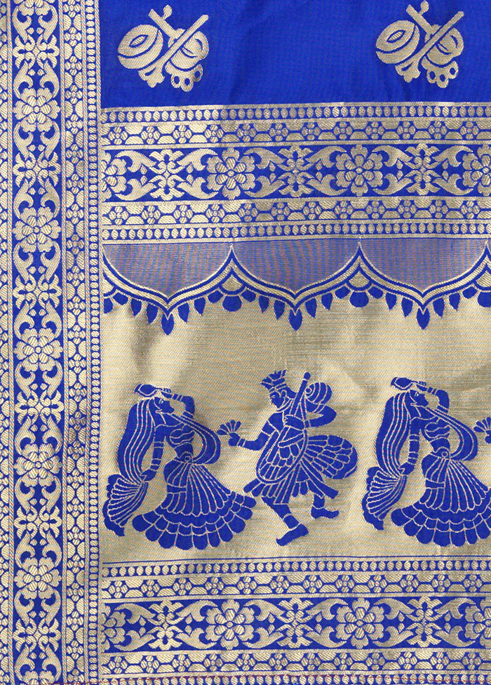 Royal Blue Jacquard Dupatta - Indian Silk House Agencies