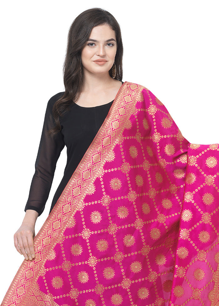 Pink Jacquard Dupatta - Indian Silk House Agencies