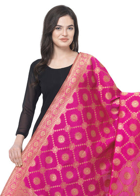 Pink Jacquard Dupatta - Indian Silk House Agencies