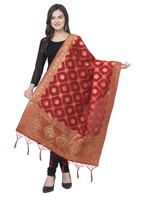 Maroon Jacquard Dupatta - Indian Silk House Agencies