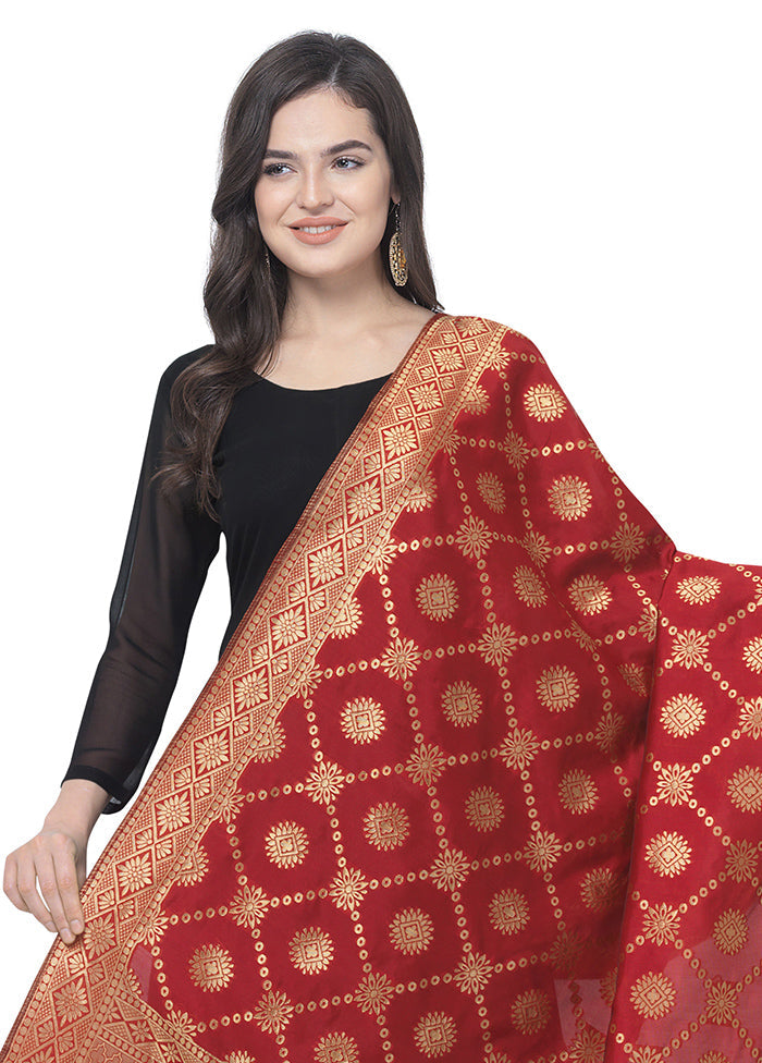 Maroon Jacquard Dupatta - Indian Silk House Agencies