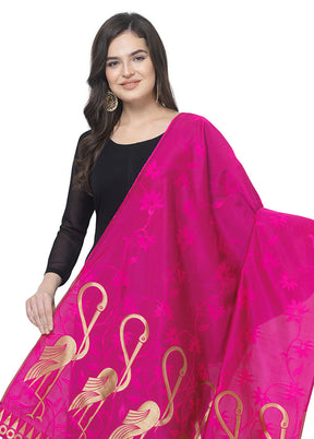 Pink Jacquard Dupatta - Indian Silk House Agencies