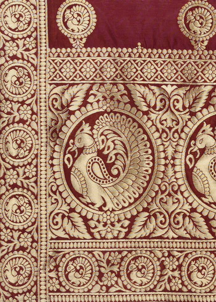 Maroon Jacquard Dupatta - Indian Silk House Agencies