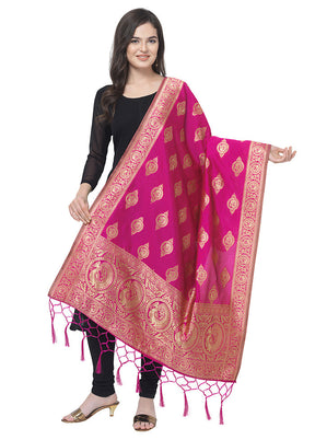 Pink Jacquard Dupatta - Indian Silk House Agencies