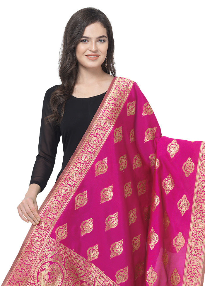 Pink Jacquard Dupatta - Indian Silk House Agencies