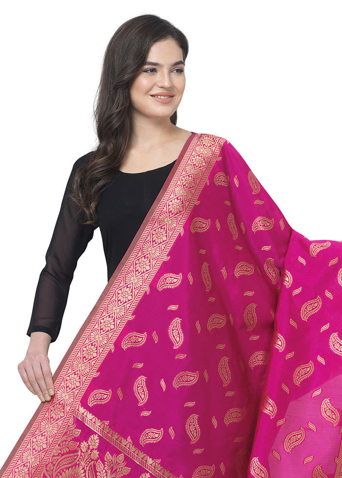 Pink Jacquard Dupatta - Indian Silk House Agencies