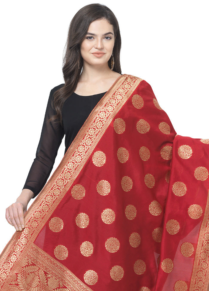 Maroon Jacquard Dupatta - Indian Silk House Agencies