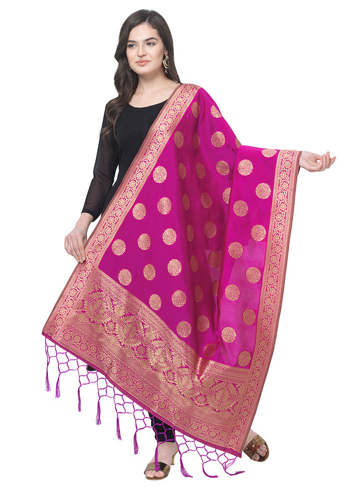 Pink Jacquard Dupatta - Indian Silk House Agencies