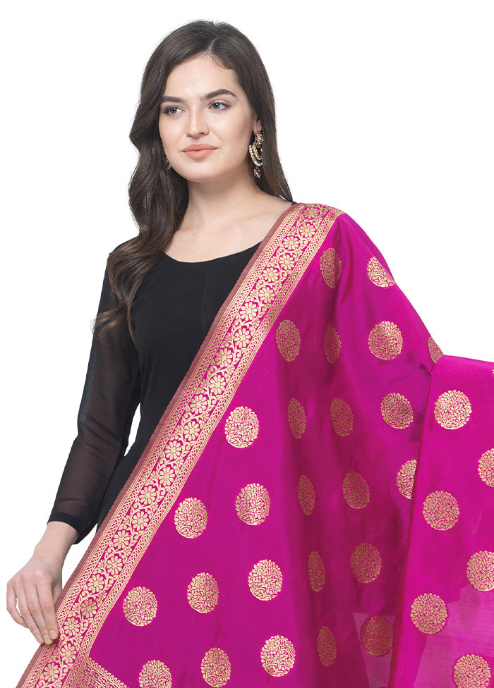 Pink Jacquard Dupatta - Indian Silk House Agencies