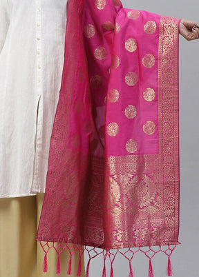 Pink Art Silk Dupatta - Indian Silk House Agencies