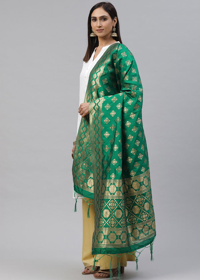 Green Art Silk Dupatta - Indian Silk House Agencies