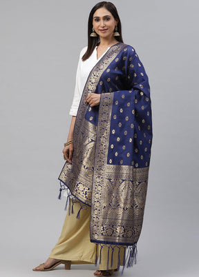 Navy Blue Art Silk Dupatta - Indian Silk House Agencies