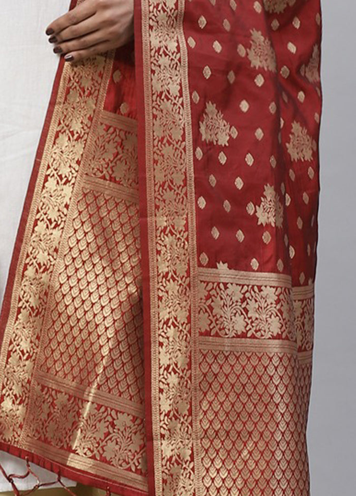 Maroon Art Silk Dupatta - Indian Silk House Agencies