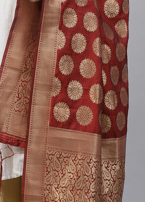 Maroon Art Silk Dupatta - Indian Silk House Agencies