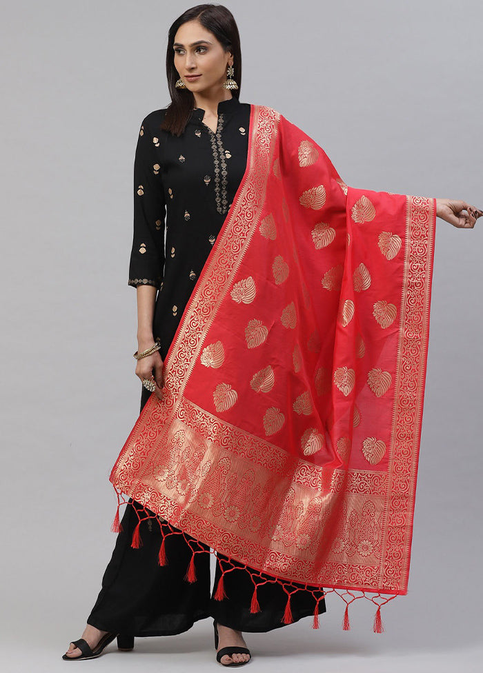 Red Art Silk Dupatta - Indian Silk House Agencies